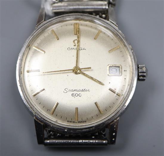 A gentlemans 1960s stainless steel Omega Seamaster 600 manual wind wrist watch, movement c.611,